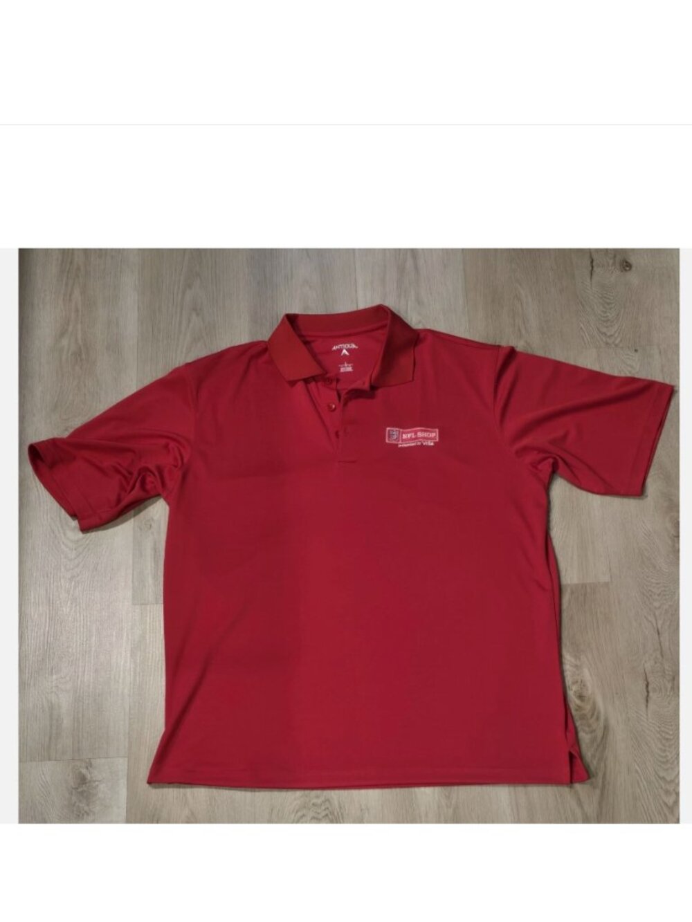 NFL Shop Presented by Visa Embroidered Polo Shirt Large Red Antigua Super Bowl